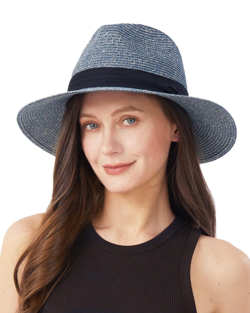 6434 Large Straw Sun Hats,Big Heads Fedora Panama Hat for Summer,Adjustable